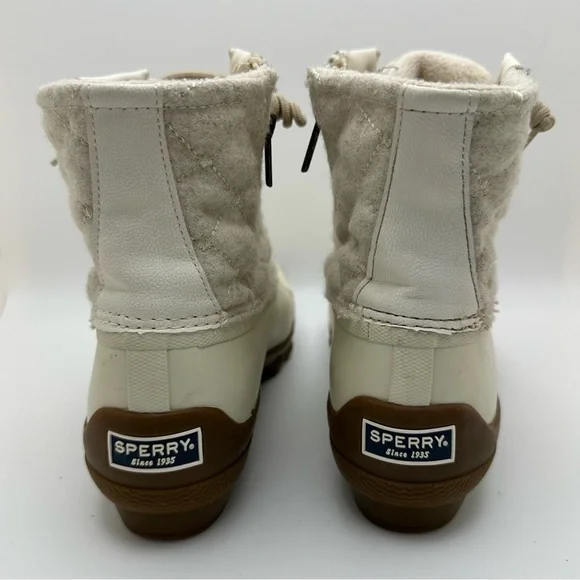 Sperry Syren Gulf Wool Quilt Side Zip Duck Boots Ivory STS85647 - Picture 6 of 10